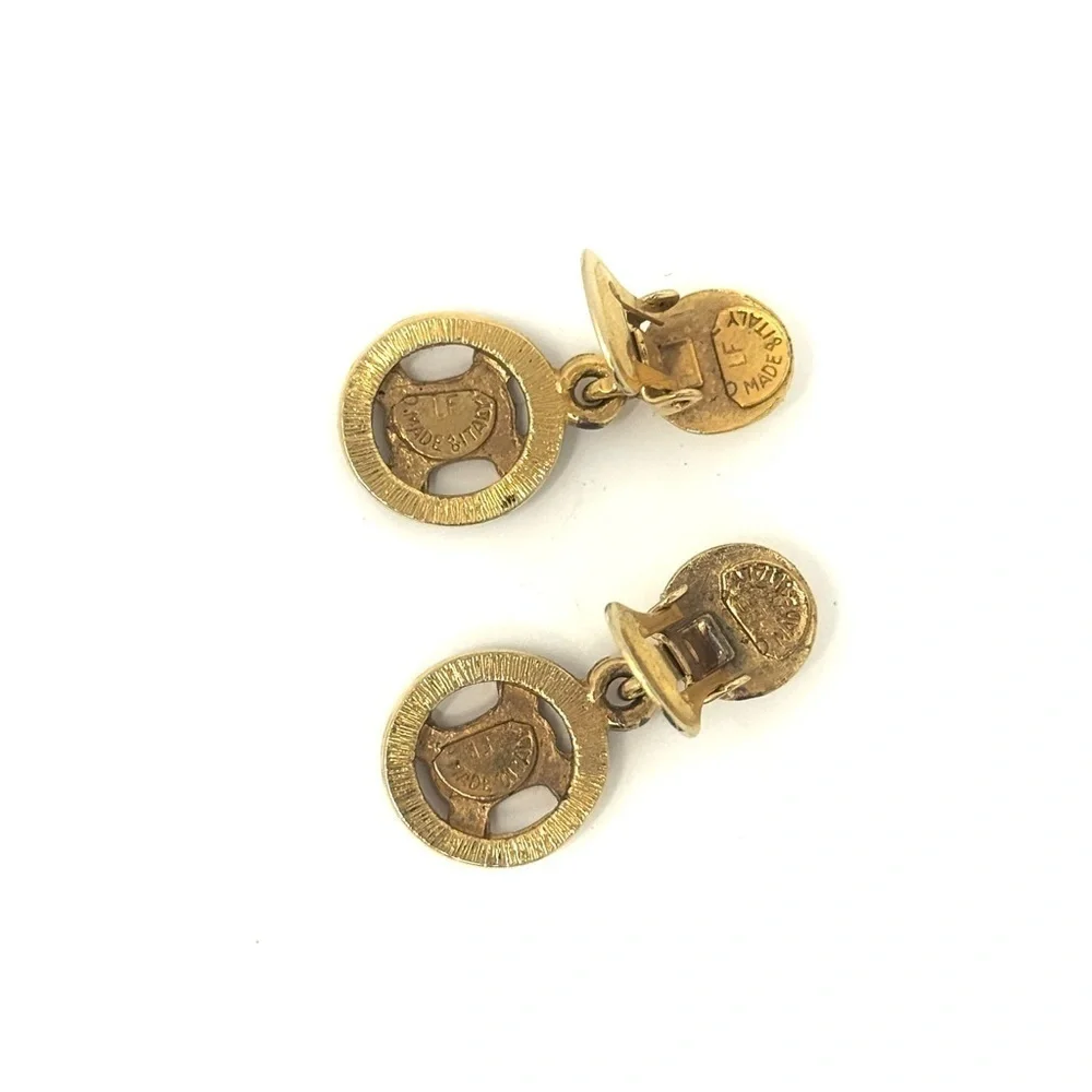 Celine vintage gold Dangle Drop Triomphe Earrings - Picture 2 of 4
